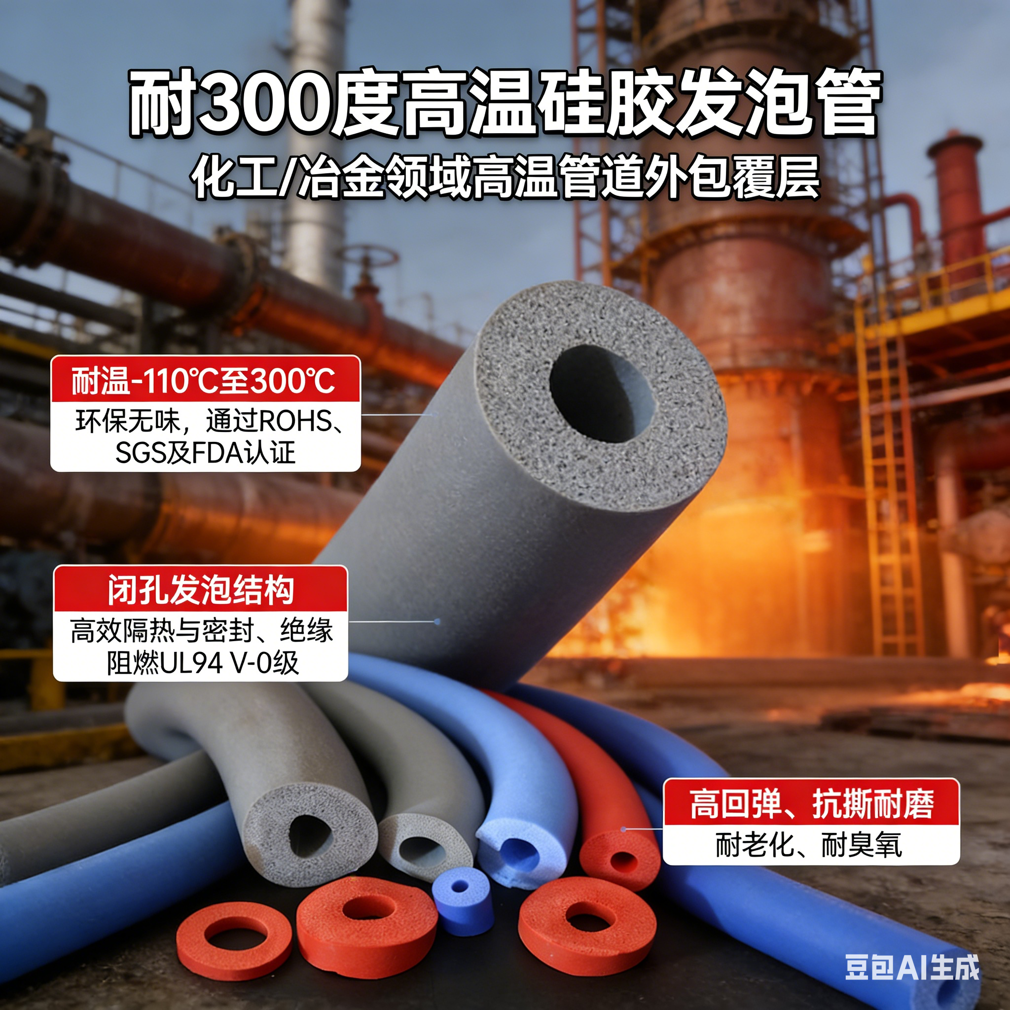 300度（dù）高溫（wēn）矽（guī）膠發泡管